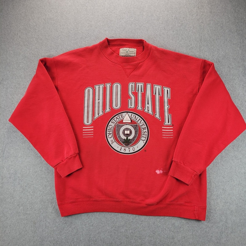 Vintage Galt Sand Mens Size L Ohio State Buckeyes‎ Crewneck Red Sweatshirt OSU